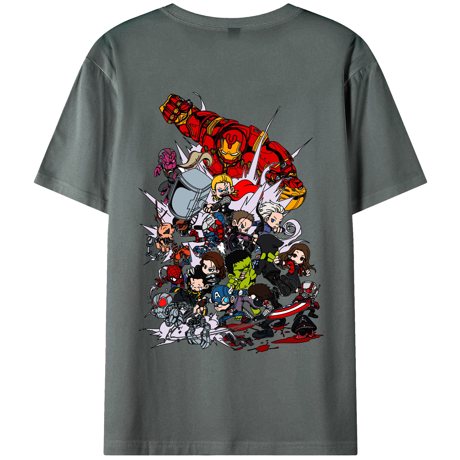 （画像用） アベンジャーズ The Avengers 綿100％ メンズ半袖Tシャツ（バックプリント） 通気性